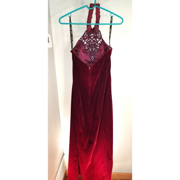 Vintage 90's Zum Zum Dark Red Velvet Formal Dress Size 7/8 - Picture 3 of 5